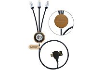 Long multi charging cable in bamboo and rPET