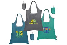 Recycled polyester foldaway tote bags