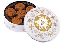 Christmas Belgian Chocolate Chip Cookies in a White Share Tin 