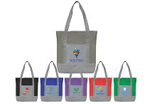 Two tone company logo tote bags
