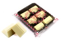 White Raspberry Chocolate Truffles in a Flow Wrapped Tray