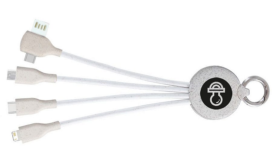 Branded multi device charging cable (flat view)