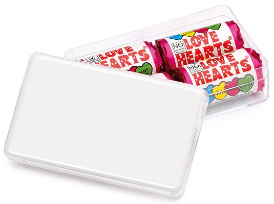 Branded Love Heart Sweets Valentines Maxi Rectangle with a blank area before we print your promotional logo
