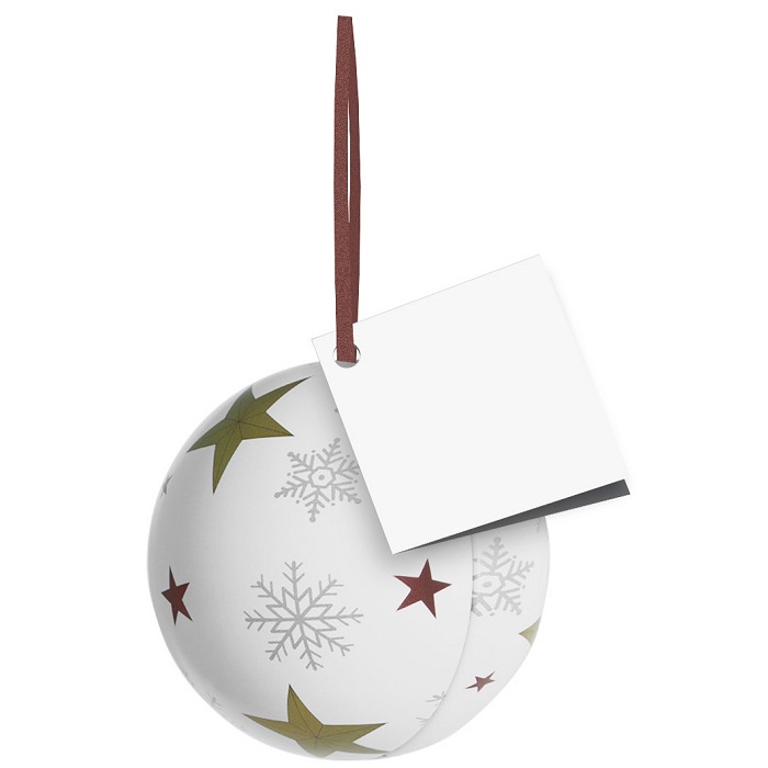 Promotional Christmas Bauble with Champagne Chocolate Truffles and Printed Tag before printing