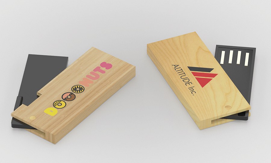 Compact Wood or Bamboo USB Stick Logo Branded