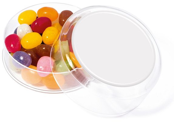 Jelly Beans Maxi Round Sweet Pot with blank wrap for logo customisation