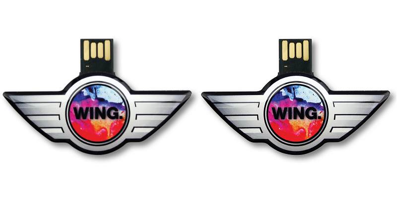 Custom Shaped USB Flash Drives: Capless wings logo shape