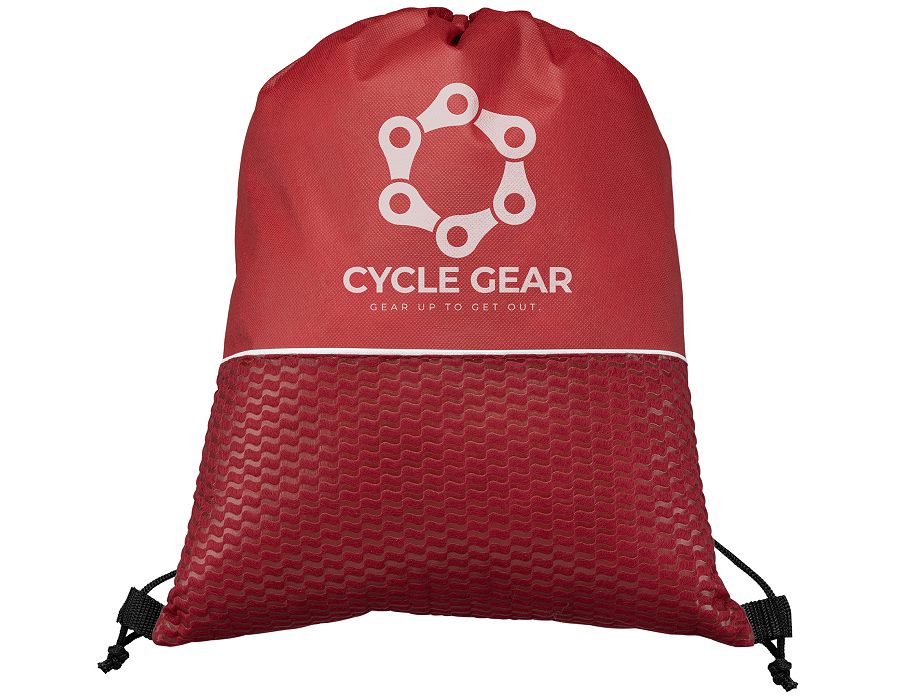 Red deluxe promotional logo drawstring bag