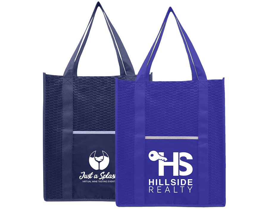 Blue and midnight blue logo brandeed tote bags