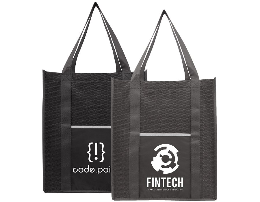 Grey and black custom logo shopper bags