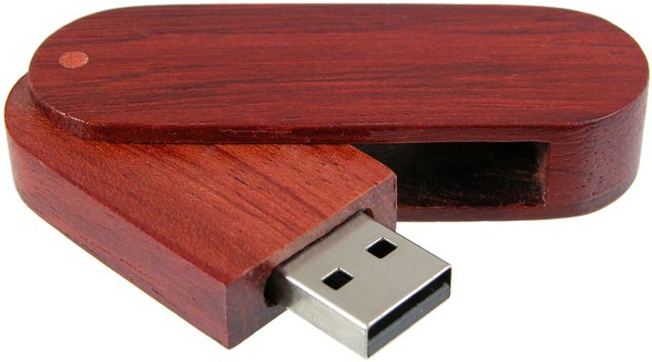 Eco Swing Wood USB Drive, opened