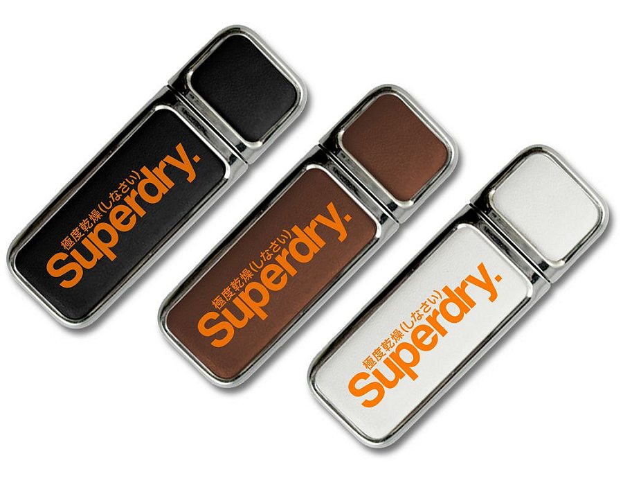 Printed Faux Leather and Chrome Flash Drive