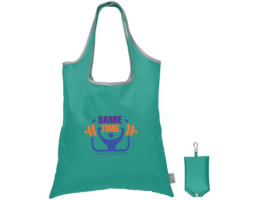 Teal foldaway tote bag