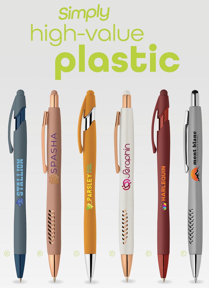 High value plastic pens