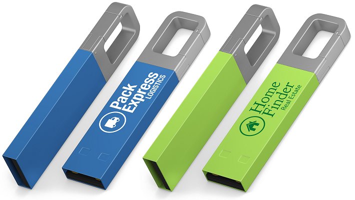 Clip Branded Flash Drive blue and green