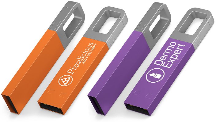Clip Branded Flash Drive orange and purple