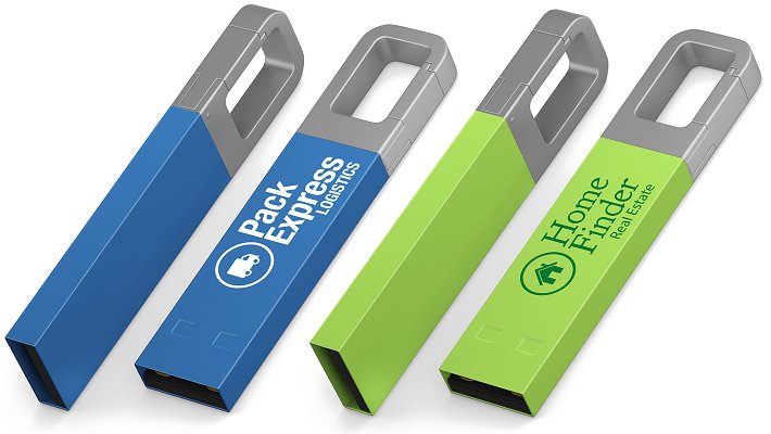 Clip Flash Drive Iron Hook Colour for promotional gifts blue and green