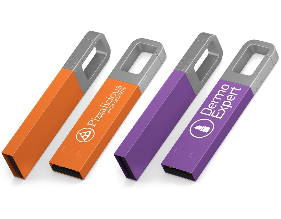 Clip Flash Drive Iron Hook Colour for promotional gifts orange and purple