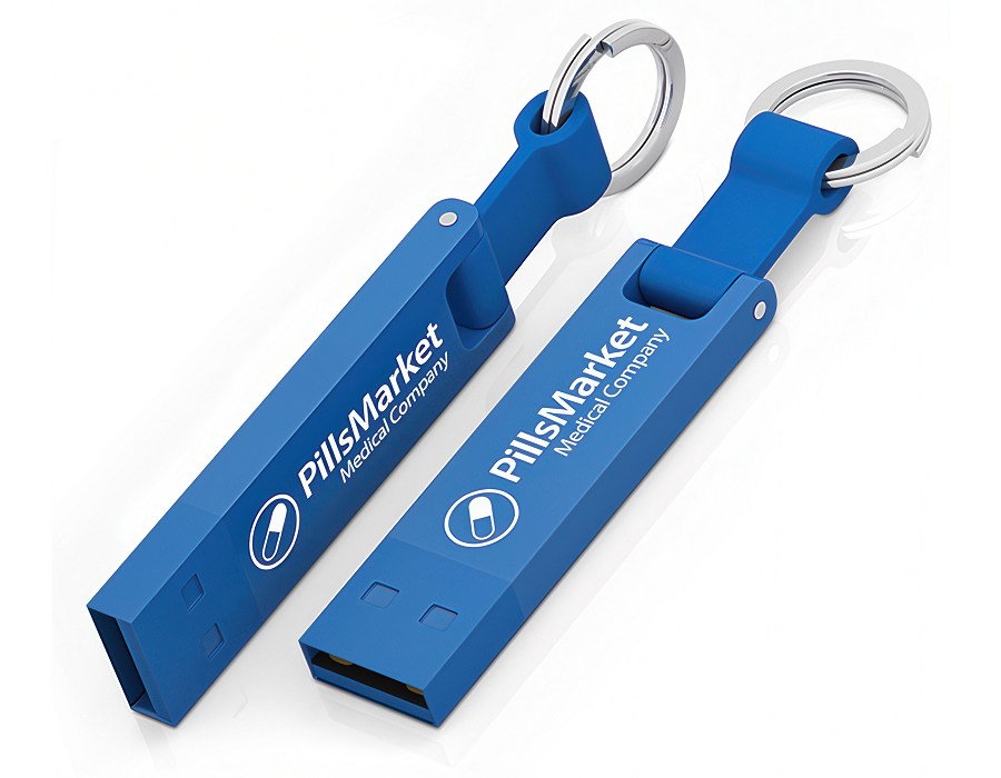 Blue Keyring Flash Drive Iron Elegance C for promotional gifts