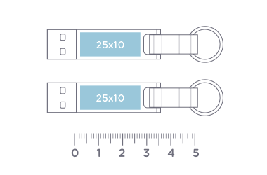 Keyring Flash Drive Iron Elegance C for promotional gifts logo print dimensions