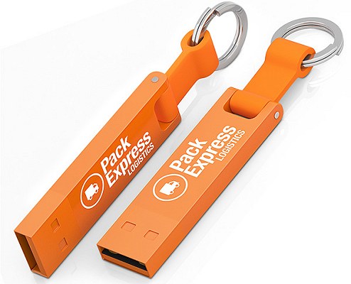 Orange Keyring Flash Drive Iron Elegance C for promotional gifts