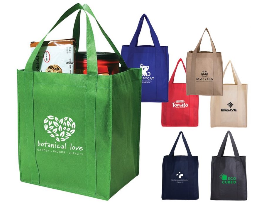 Large branded shopping tote bags