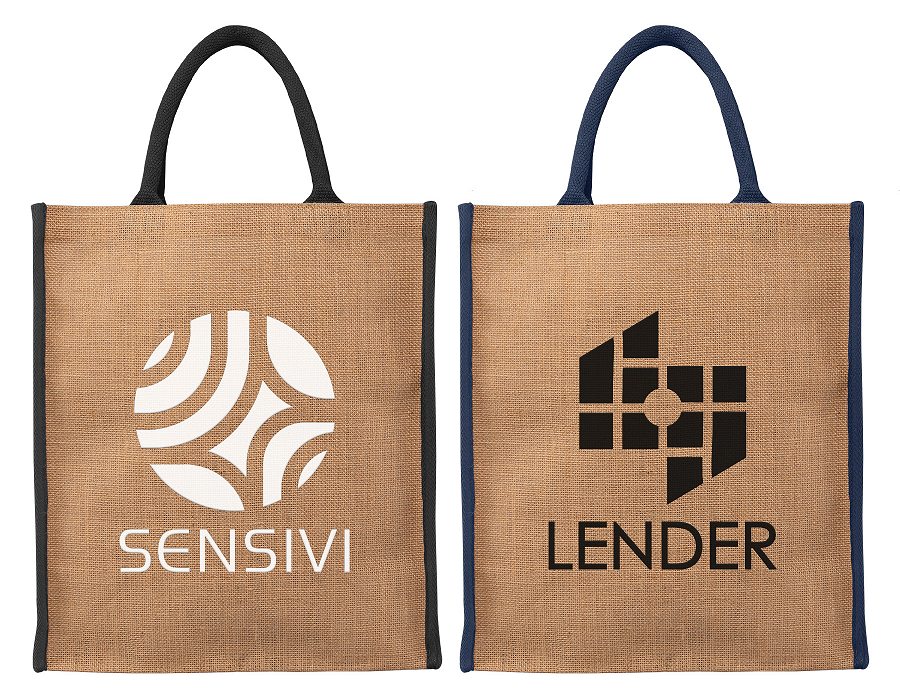 Large logo printed jute bags