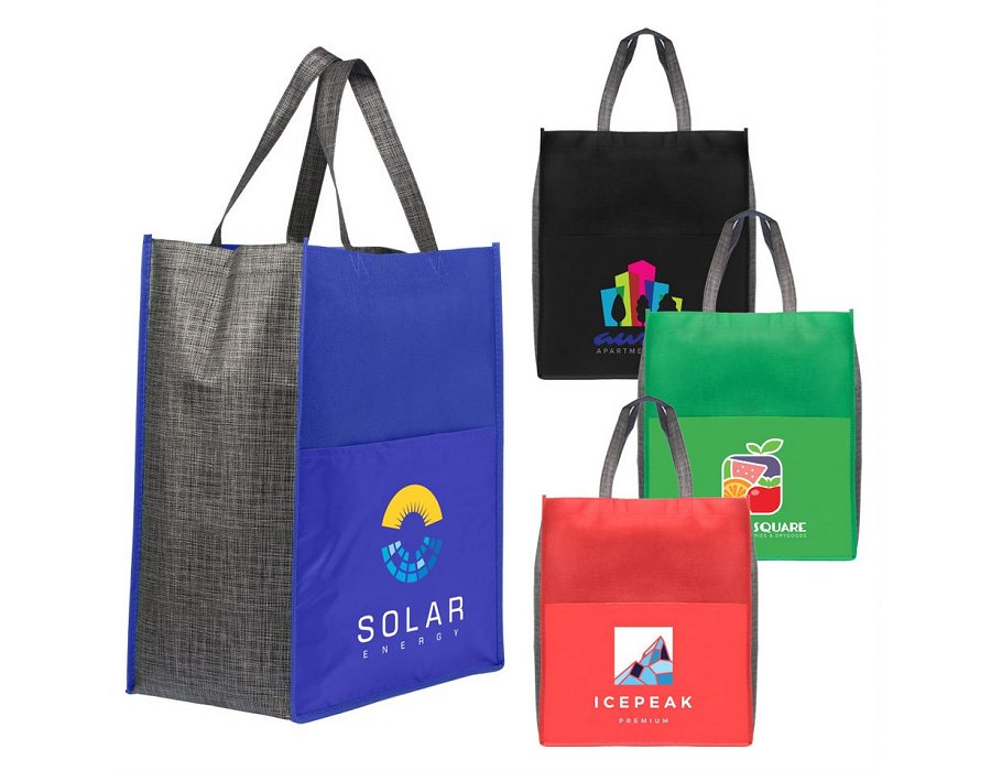 Large tote bags with 210D branded pocket