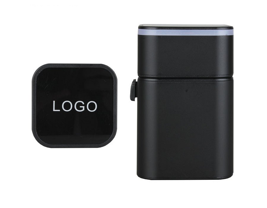 Logo Printed LED Universal Travel Adaptor Available in black.