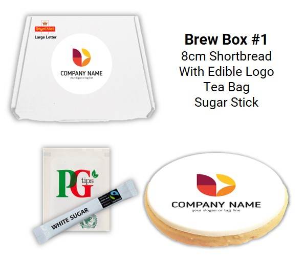 Letterbox Biscuits and Brew Boxes with tea bag & sugar stick