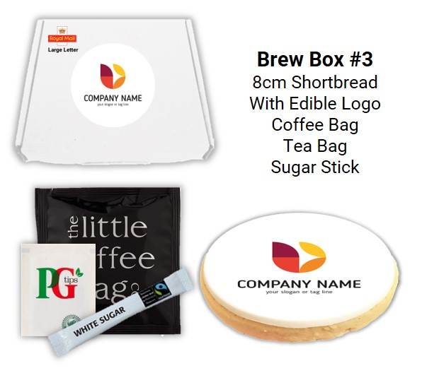 Letterbox Biscuits and Brew Boxes with coffee bag, tea bag & sugar stick