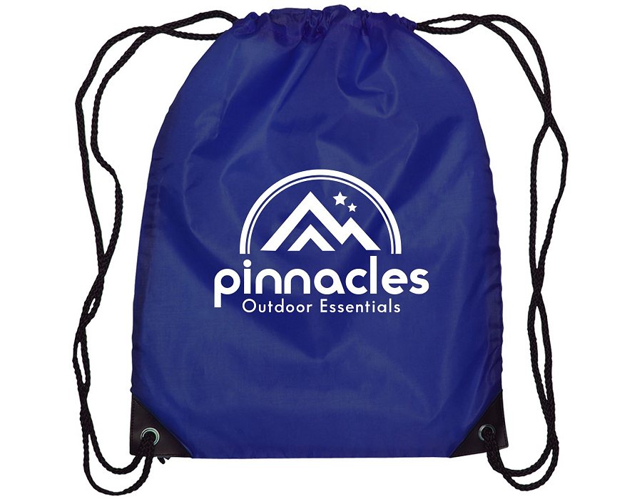 Blue polyester drawstring backpack