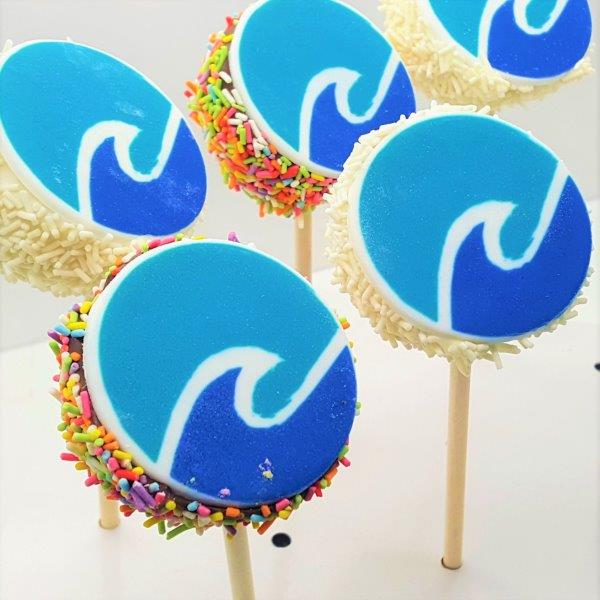 Lolly Pops with Logos and Vanilla Filling or Chocolate Cake
