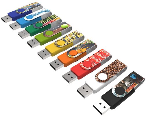 Max Print Twister USB Drive in nine colours