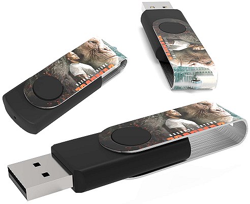 Max Print Twister USB Drive three views showing extent of print