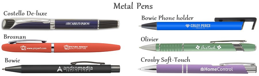 Branded metal pens