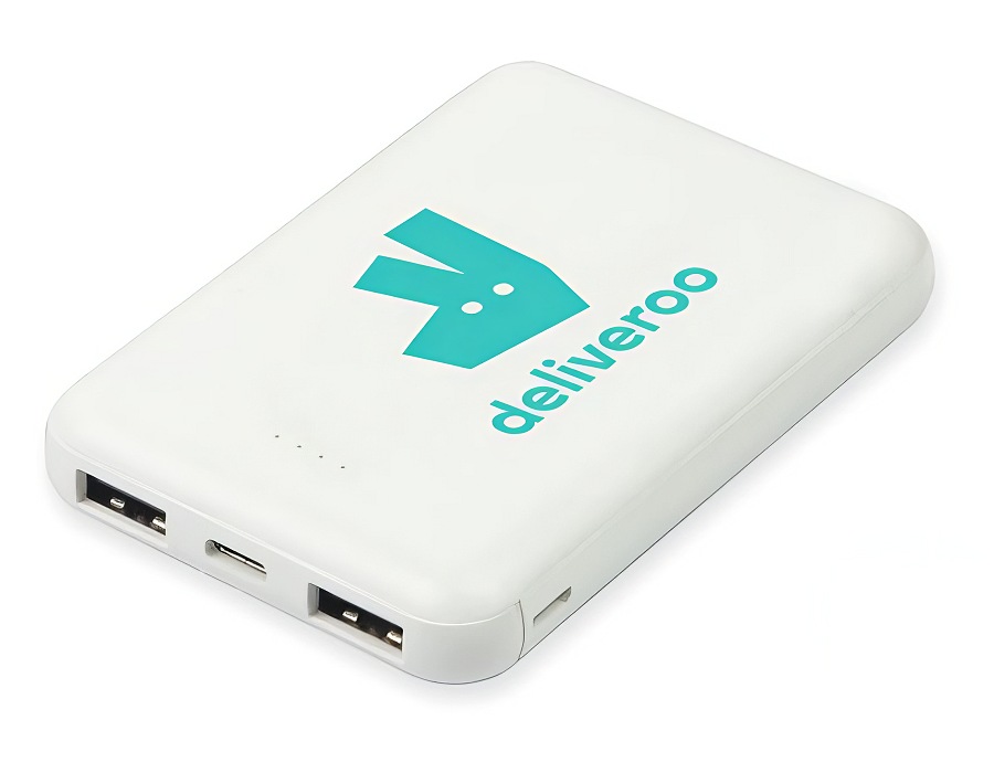 Power bank printed with Deliveroo logo