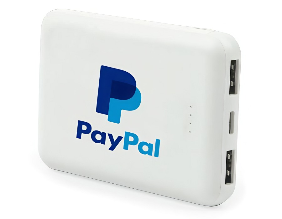 Power bank printed with PayPal logo