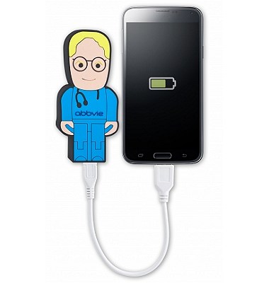 People Shaped Power Banks charging a mobile phone