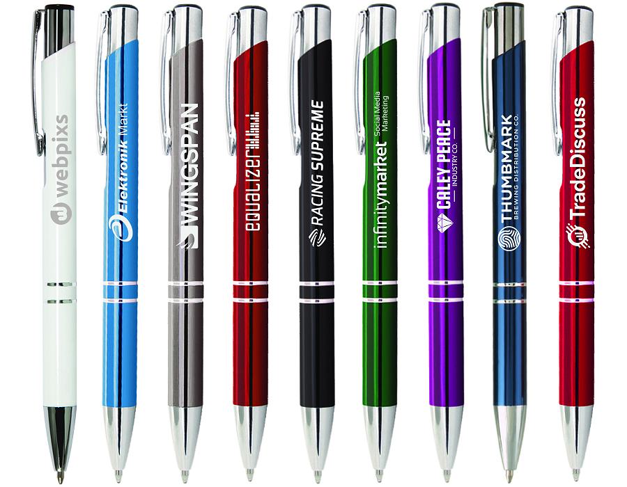 Colour range for the logo printed pens