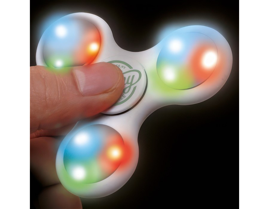 Promotional LED Fidget Spinner  stationery with LEDs on.