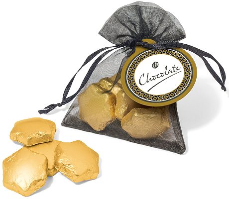 Promotional Gold Foil Chocolate Stars in an Organza Bag