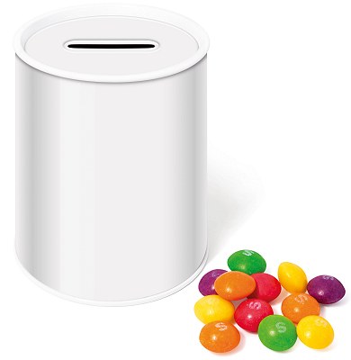 Blank Promotional Money Box Tin of Skittles Sweets for printing with your logo