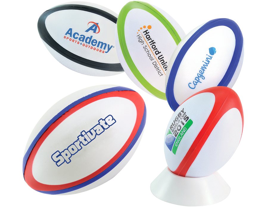 Dual colour rugby stress balls