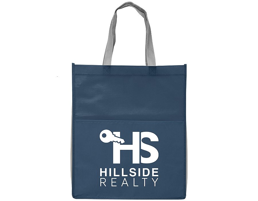 Blue printed recycled plastic shopper bags