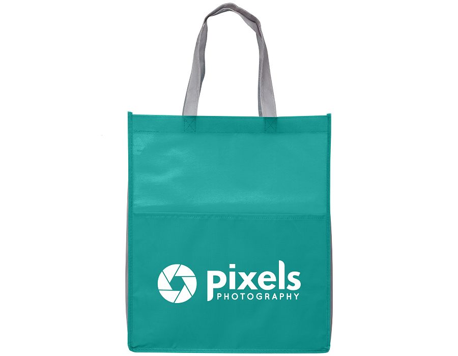 Teal recycled plastic custom printed shopper bags