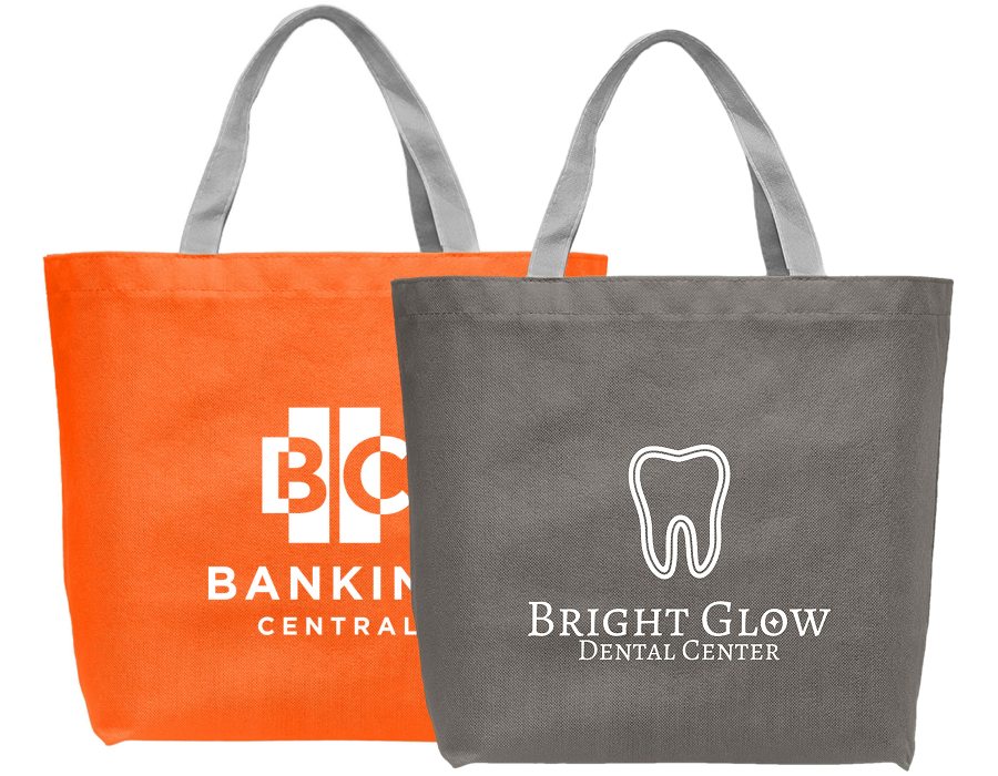 Orange and grey promotional tote shopper bags