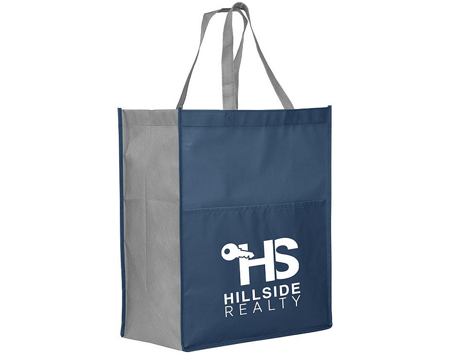 Blue printed shopper bags