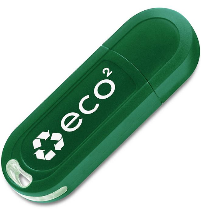 Green recycled plastic USB stick