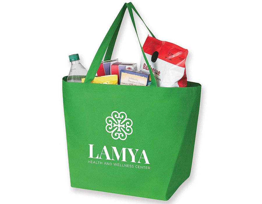 Branded Shopping Tote Bags 80 gram non-woven polypropylene filled with shopping